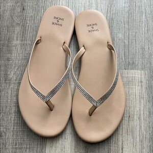 Shade & Shore Women's Beige Sandals with Silver Accents